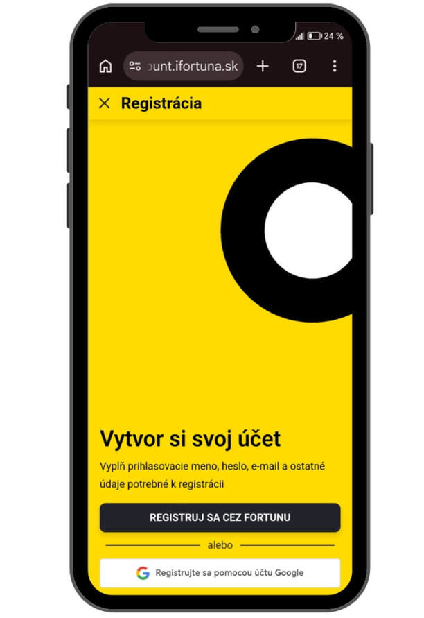 Fortuna registrácia cez&nbsp;google