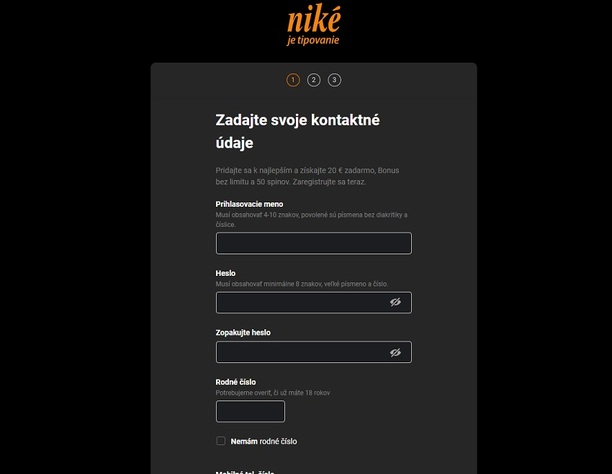 Niké registrácia a prihlásenie