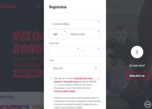 Doxxbet online kasíno registrácia