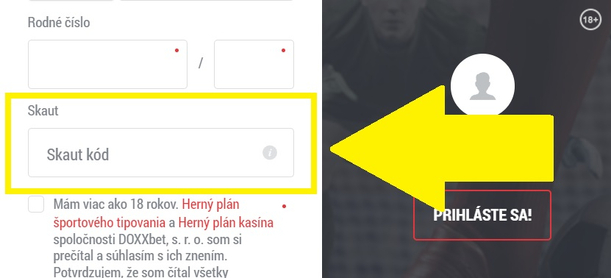 Doxxbet Skaut kód pri registrácii