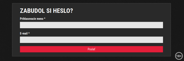 Synot Tip zabudnuté heslo