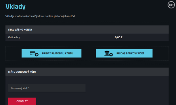 Betor online casino vklad na účet