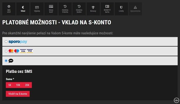 Synottip SMS vklad