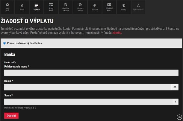 Žiadosť o výplatu Synottip