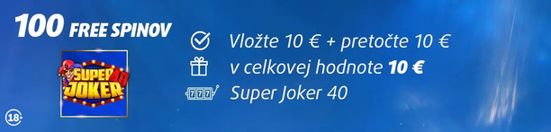 Tipsport 100 free spinov na Super Joker 40