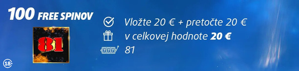 Tipsport 100 free spinov na 81