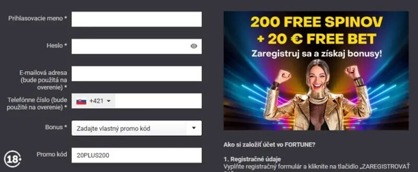 Fortuna promo kód na&nbsp;bonus bez&nbsp;vkladu