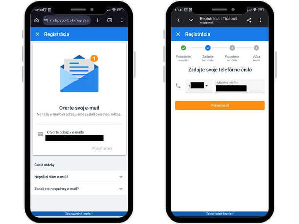 Tipsprot registrácia – krok č.&nbsp;2