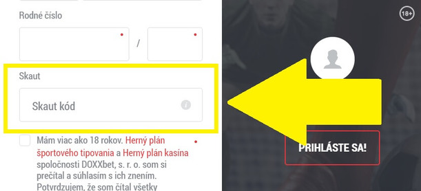 Kam zadať Doxxbet Skaut kód AFF1082?