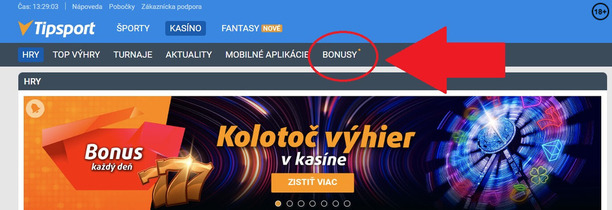 Kde nájdete sekciu BONUSY?