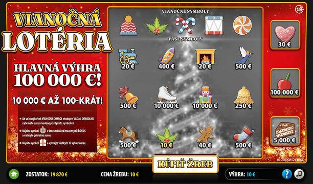 Online žreb Vianočná Lotéria od TIPOSU