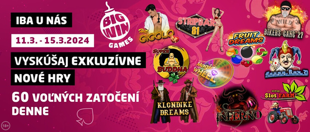 Zahrajte si nové BIG WIN automaty v SYNOT TIP