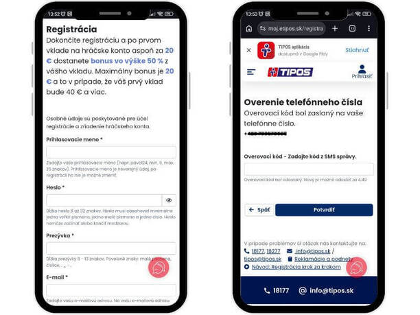 Tipos registrácia – krok č.&nbsp;1