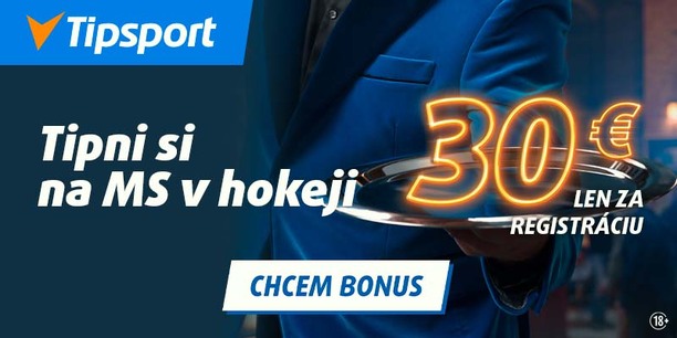 Tipsport 30 eur bonus za registráciu