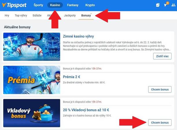 Aktivácia dnešného bonusu