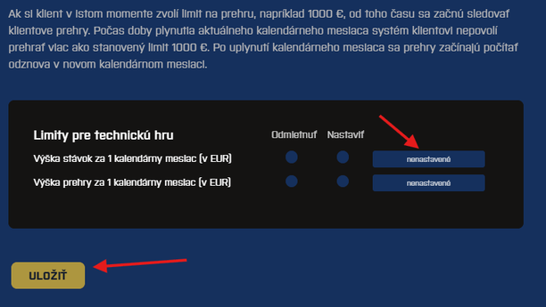 Nastavovanie limitov v&nbsp;Kajot Intacto