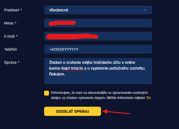 Formulár na&nbsp;zrušenie účtu
