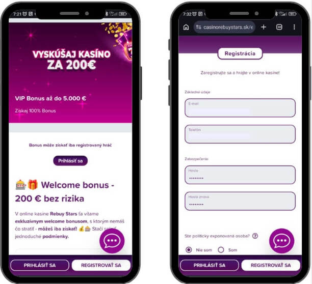 Registrácia v&nbsp;Rebuy Stars kasíne prvý krok